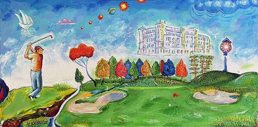 "Annandale Golf Club in Pasadena", acrylic on canvas, by Bishop Maxim, 2022