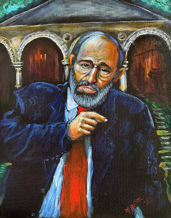 "Umberto Eco: Opera Aperta", acrylic on canvas, Bishop Maxim, 2022