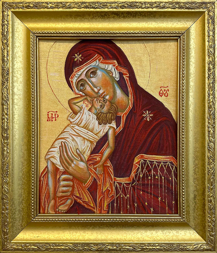 "Theotokos—It is Truly Meet”, egg-tempera on cotton, by Radmila Vasiljevic, 2020