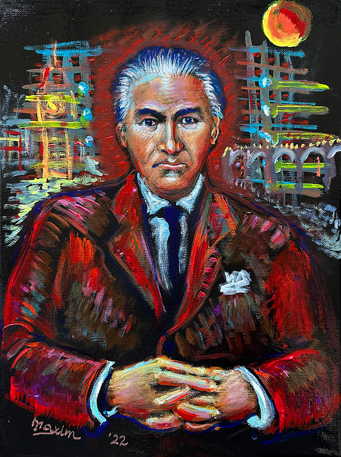 "Miloš Crnjanski", acrylic on canvas, Bishop Maxim, 2022