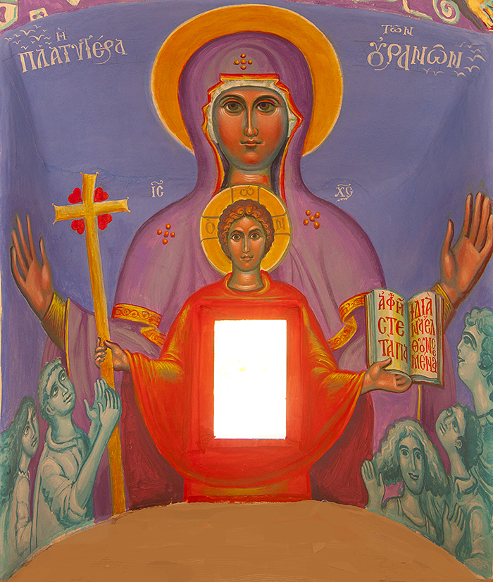 "The Panagia More Spacious than the Heavens", wall painting, Stamatis Skliris, 2022